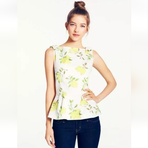 Kate spade peplum lemon sleeveless top - Picture 2 of 9